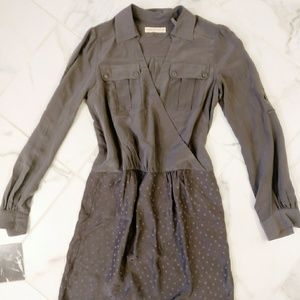 Rebecca Taylor Womens Silk Long Sleeve Dress Gray